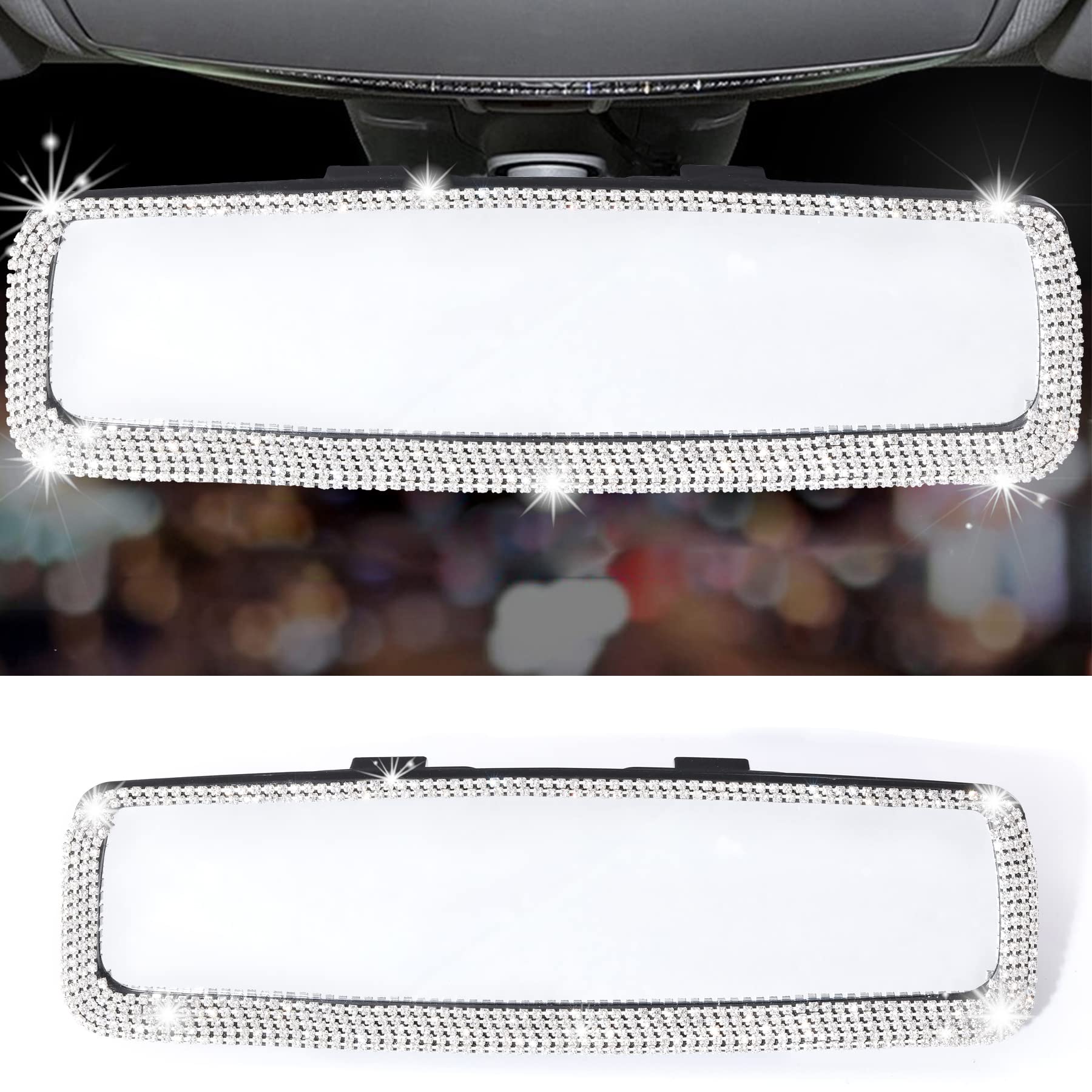 LivTee Bling Auto-Rückspiegel, Dekorationen Rückspiegel mit HD-Glas, Innenzubehör für Frauen und Jugendliche - Weiß LivTee Bling Auto-Rückspiegel, Dekorationen Rückspiegel mit HD-Glas, Innenzubehör für Frauen und Jugendliche - Weiß von LivTee