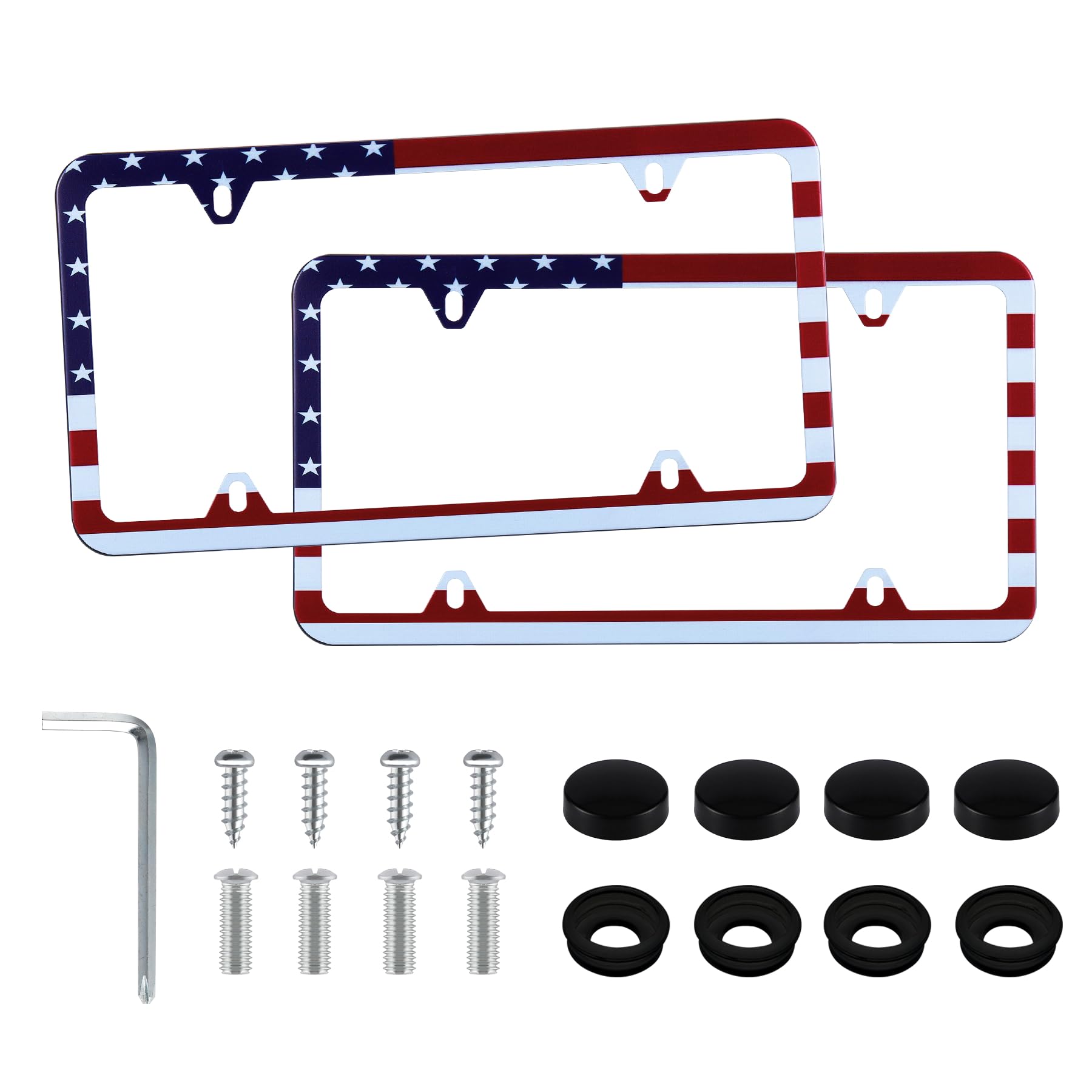LivTee Nummernschildrahmen mit amerikanischer Flagge, 4 Löcher, Edelstahl-Kennzeichenabdeckungen, 2 Stück Kennzeichenhalter, Auto-Außenzubehör, Rot-Weiß-Blau LivTee Nummernschildrahmen mit amerikanischer Flagge, 4 Löcher, Edelstahl-Kennzeichenabdeckungen, 2 Stück Kennzeichenhalter, Auto-Außenzubehör, Rot-Weiß-Blau von LivTee
