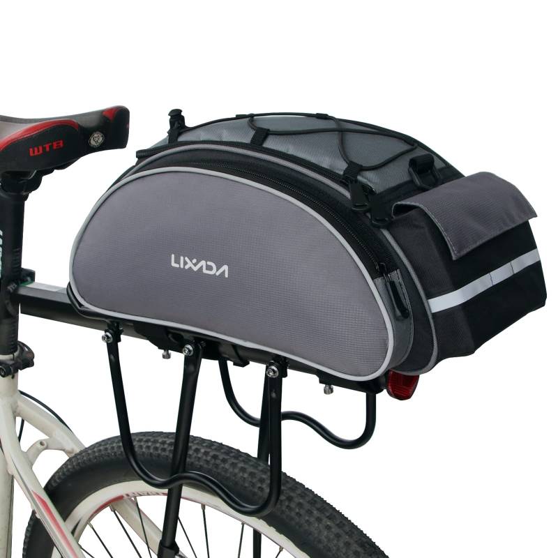 Lixada Multifunktionale Fahrradtasche für den Rücksitz, Schultertasche für Radfahren im Freien (grau (13 l)) von Lixada