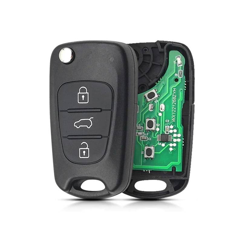 Lizbn 3 Tasten Hyundai Fernbedienung Schlüsselanhänger Folding Hyundai 3 Tasten Hyundai Fernbedienung für Hyundai i20 i30 i35 Kia K2 K5 Sorento Sportage Elantra mit Klinge 433MHz ID46 Chip von Lizbn