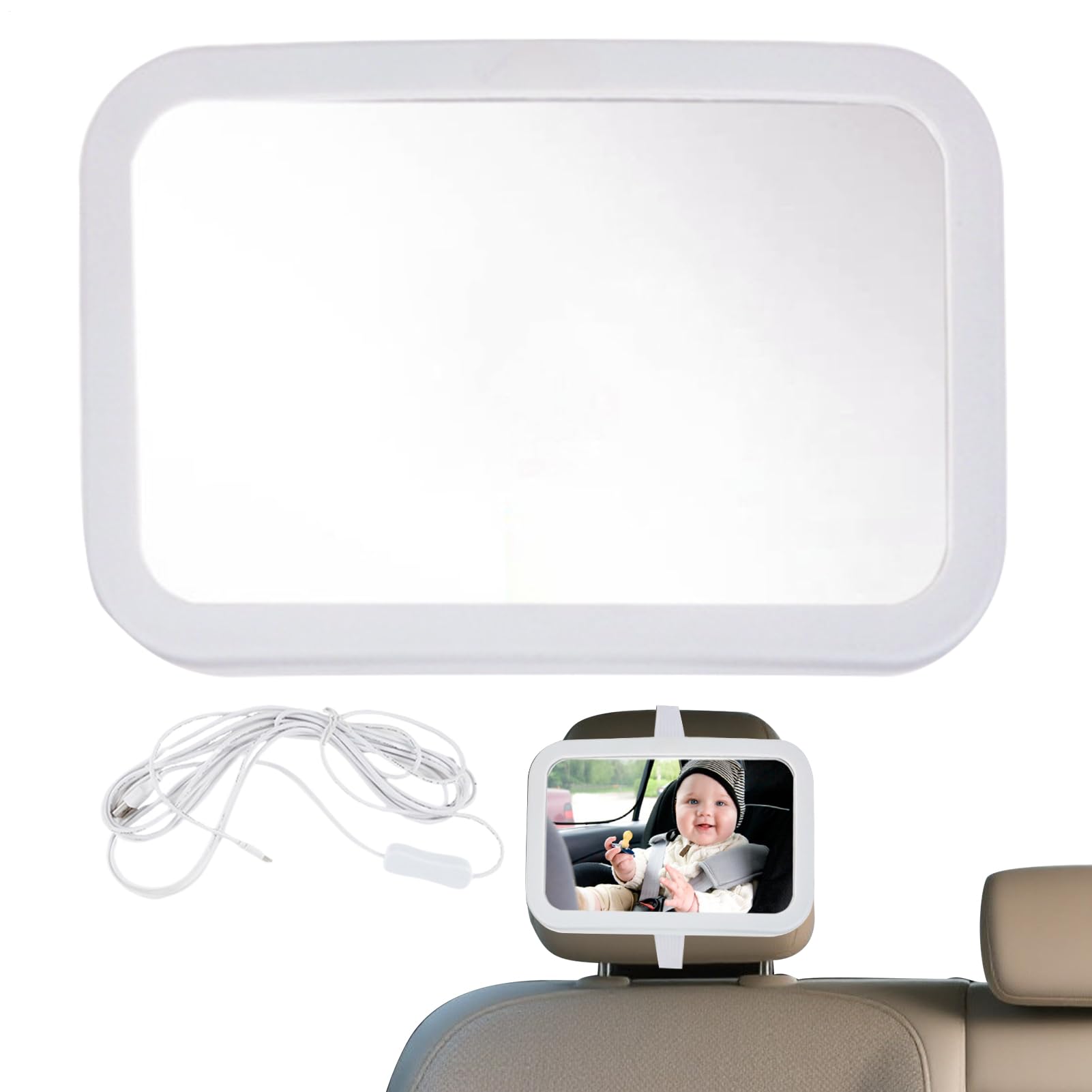Lnhgh Babyspiegel Für Auto, Sicherheits LED Spiegel Mit Beruhigendem Für Kleinkinder, Weitwinkel-Innenspiegel Für Auto-Rückbank Reisen & Pendeln Lnhgh Babyspiegel Für Auto, Sicherheits LED Spiegel Mit Beruhigendem Für Kleinkinder, Weitwinkel-Innenspiegel Für Auto-Rückbank Reisen & Pendeln von Lnhgh