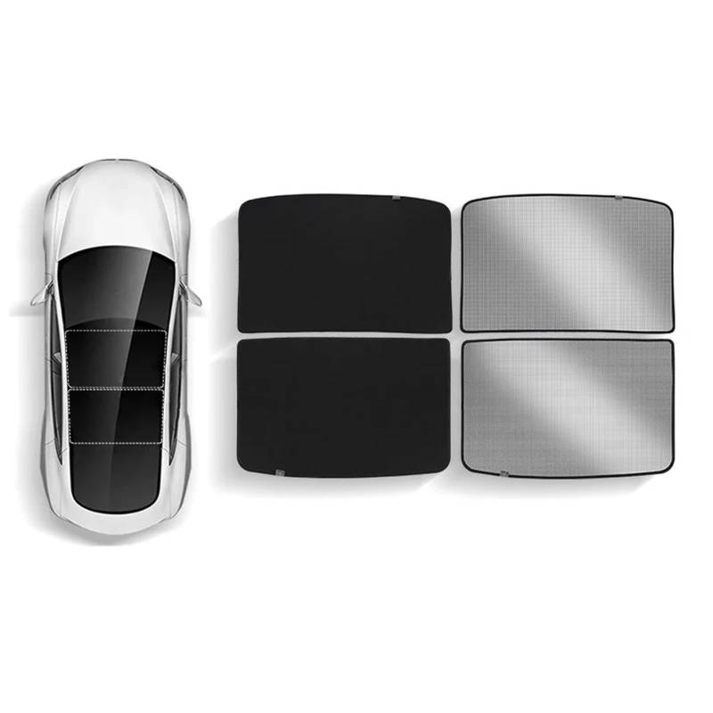 Auto Sonnenblende Dachsonnenschutz Verbesserter Schiebedachschatten 2 In 1 Schicht Sonnenschutz UV Schutz Für Tesla Für Modell Y 3 Highland 2020 2021 2022 2023 2024(My Black) von Lnojxxk