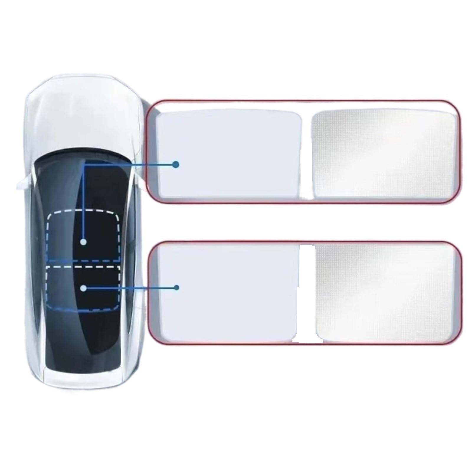 Auto Sonnenblende Für Tesla Für Modell 3 Highland Für Modell Y 2021 2024 Schiebedach Sonnenblenden Eistuchschnalle Sonnenschutzglas Vorne Hinten Dachfenster Zubehör(for Model Y) von Lnojxxk