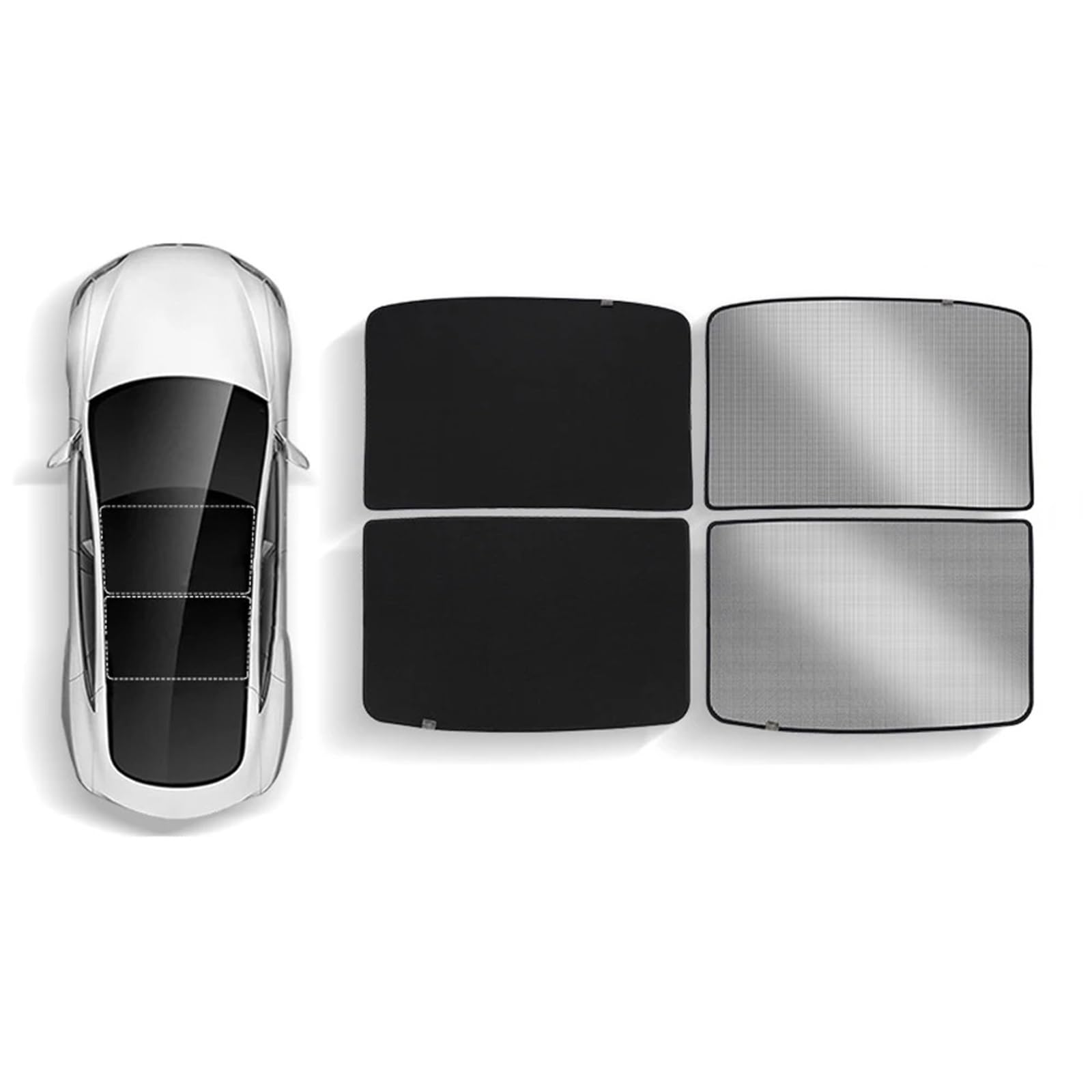 Auto Sonnenblende Für Tesla Für Modell Y 3 Highland Schiebedach Wärmedämmung UV Schutz Sonnenschutz 2 Teiliger Glasdach Sonnenschutz(3 Black) von Lnojxxk