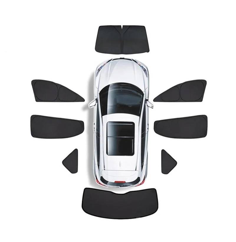 Auto Sonnenblende Glasdach Sonnenschutz Fenster Schiebedach UV Schutz Camping Reise Privatsphäre Vollständige Abdeckung Auto Sonnenschutz Für Tesla Für Modell Y 2024(8piece Full Set) von Lnojxxk