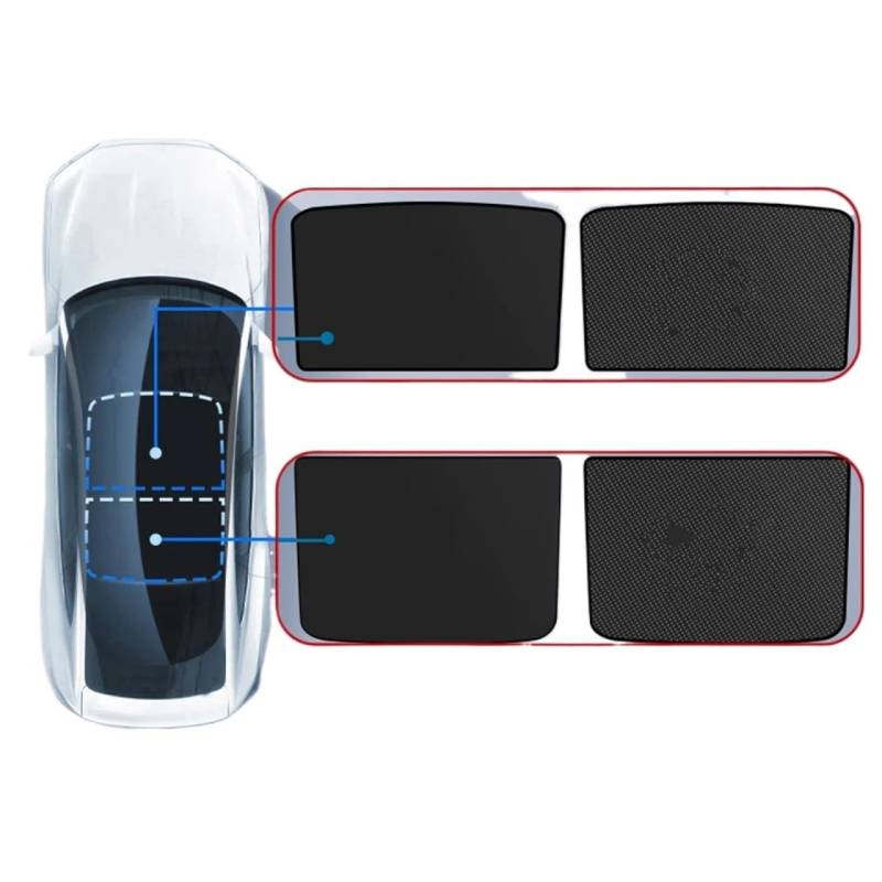 Auto Sonnenblende Glasdach Vorderes Und Hinteres Dachfenster Sonnenschutz Schiebedach Für Tesla Für Modell 3 Highland Für Modell Y 2017 2018 2019 2020 2024 Upgrade(Modely Black) von Lnojxxk