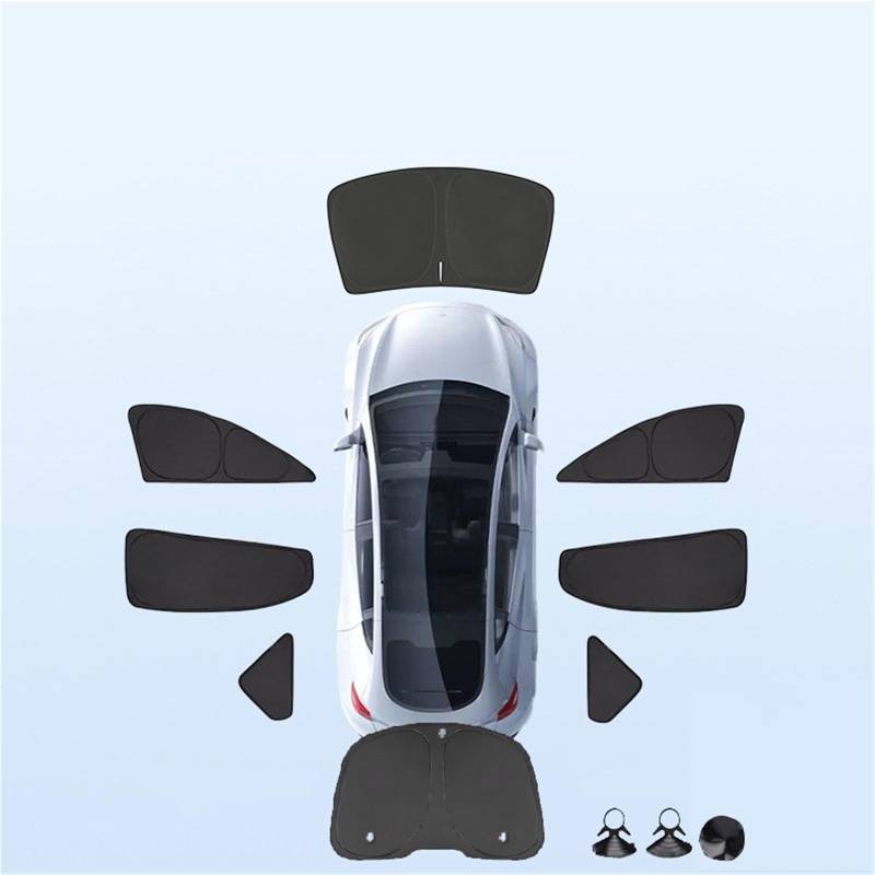 Auto Sonnenblende Seitenfenster Schiebedach Sonnenschutzrollo Für Camping Ruhe Privatsphäre Sonnenschutz Für Tesla Für Modell 3 Highland 2024 2025(M3 8Piece) von Lnojxxk
