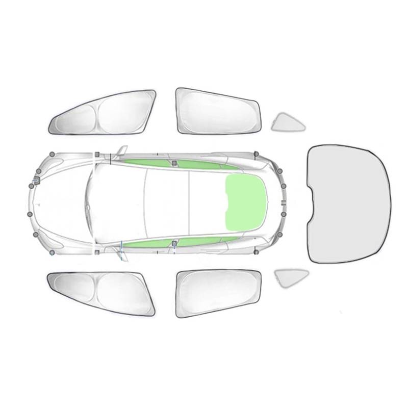 Auto Sonnenblende Seitenfenster Sonnenschutzrollo Sonnenschutz Aus Silberbeschichtetem Stoff Für Tesla Für Modell 3 Y 2020 2021 2022 2023 2024 2025(7Piece ModelY 2) von Lnojxxk