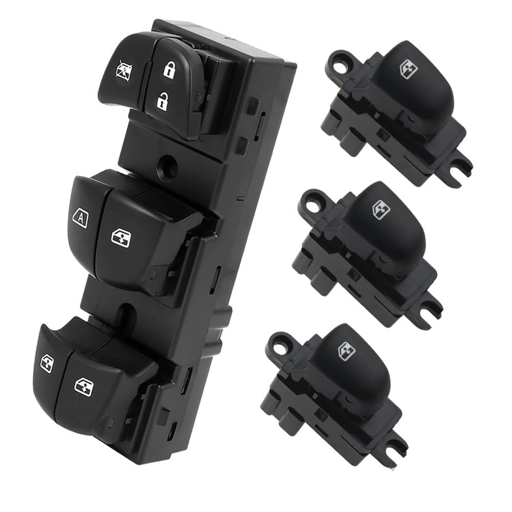 ElEktrischer Fensterheberschalter Fensterheberschalter Glasheber-Steuertaste 25401-1KA0B Autozubehör Für Tiida Für Altima Für Sylphy Für X-Trail Für Qashqai(Set B(4 Piece)) von Lnojxxk