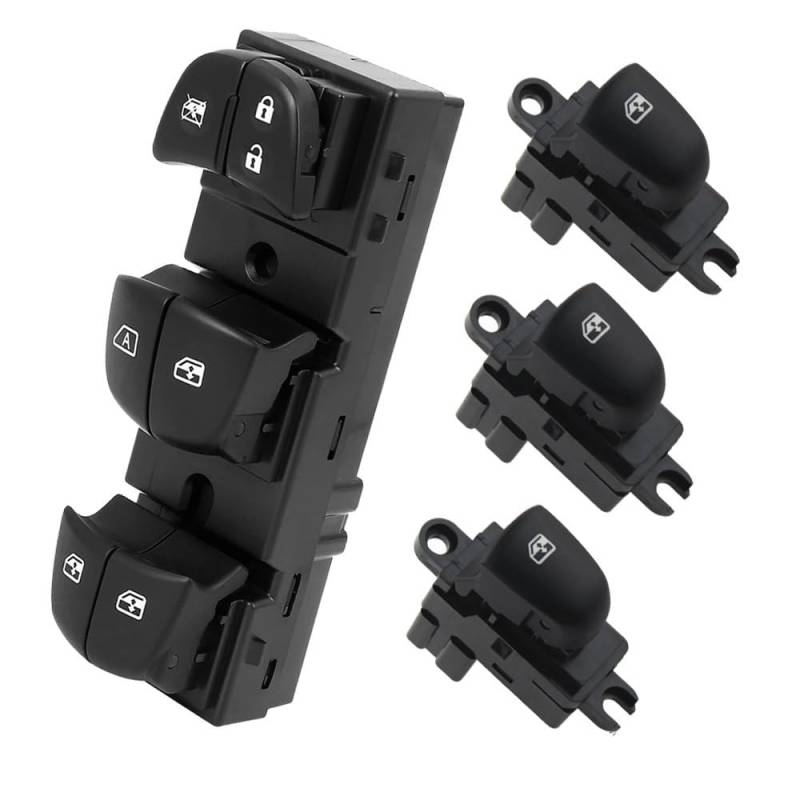 ElEktrischer Fensterheberschalter Fensterheberschalter Glasheber-Steuertaste 25401-1KA0B Autozubehör Für Tiida Für Altima Für Sylphy Für X-Trail Für Qashqai(Set B(4 Piece)) von Lnojxxk