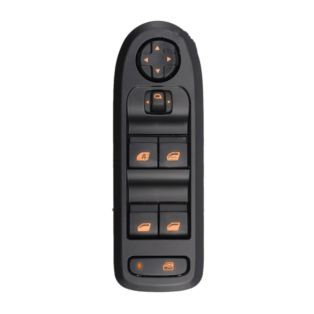 ElEktrischer Fensterheberschalter NEVOSA Elektrischer Fensterheberschalter Glasheberknopf 98025189ZD Für Peugeot 301 2014 2015 2016 2017 Für Aircross Picasso 98025201ZD(Orange Backlight) von Lnojxxk