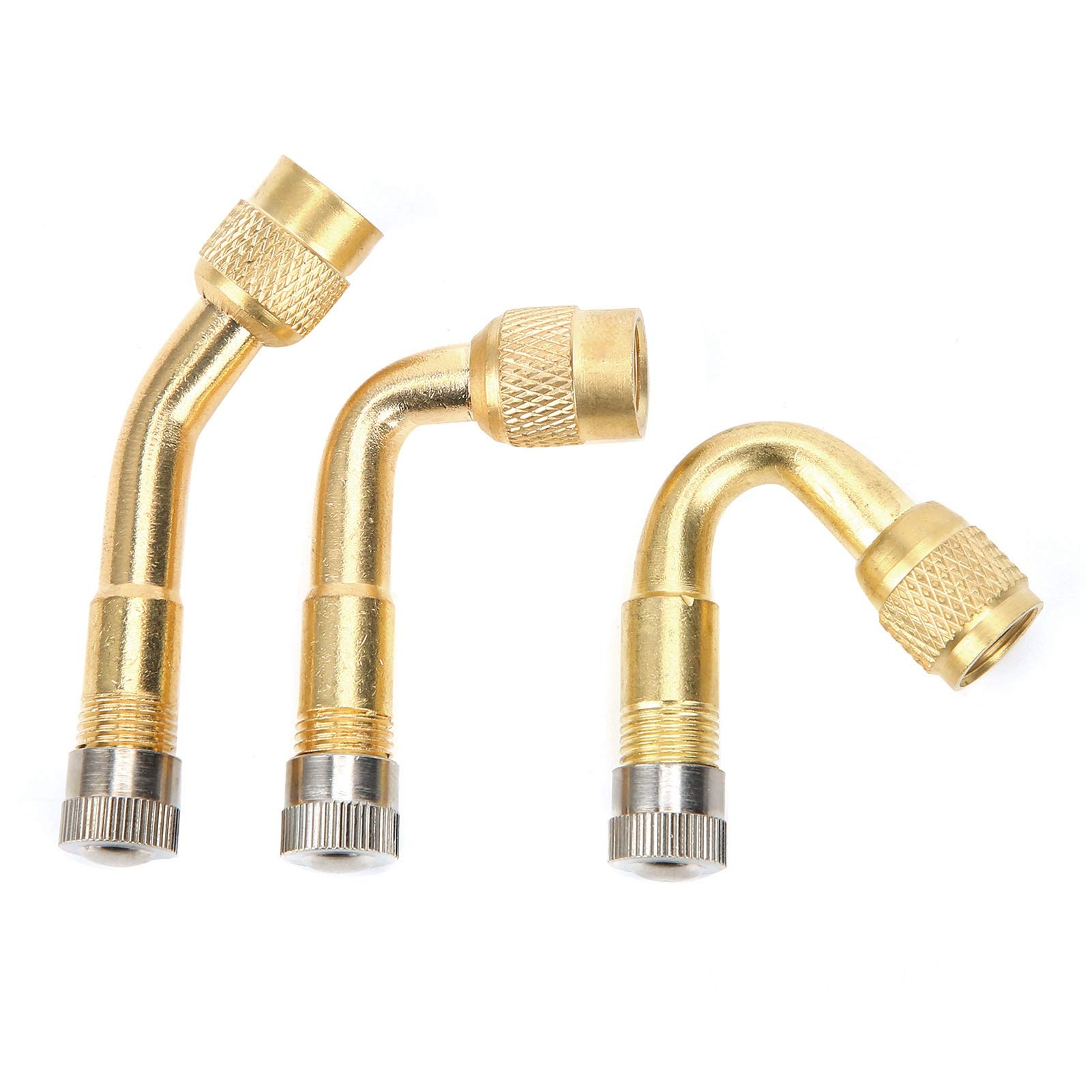 Loboo Idea Brass TIRE Valve Extender Durable Chrome-Plated Angles for CAR Motorcycle Bike (Gold) von Loboo Idea