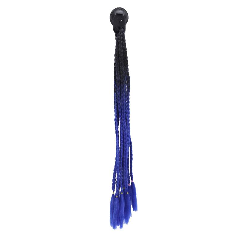 Motorcycle Helmet Pigtails Punk Style Suction Cup Helmet Ponytail Braids Decoration Firmly Fixed High Temperature Synthetic Hair Variety of Colors (Black Royal Blue) von Loboo Idea