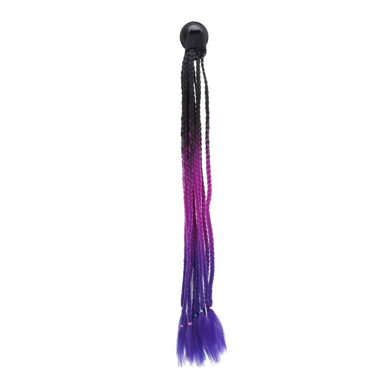 Motorcycle Helmet Pigtails Punk Style Suction Cup Helmet Ponytail Braids Decoration Firmly Fixed High Temperature Synthetic Hair Variety of Colors (Black purple blue) von Loboo Idea
