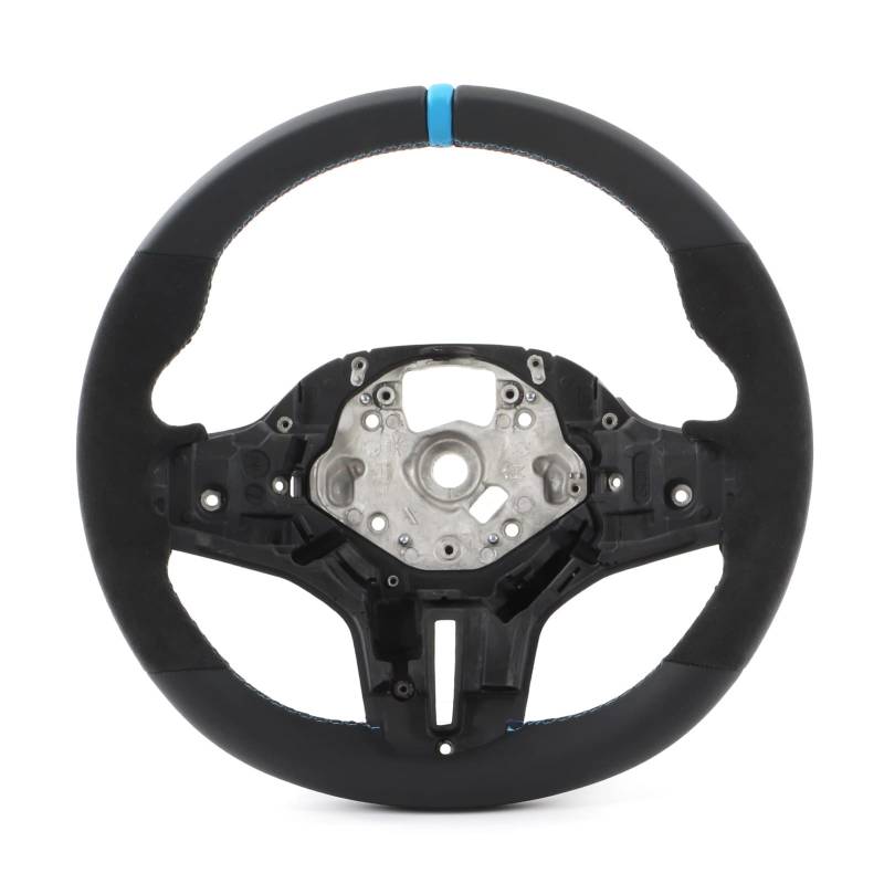 Suede Steering Wheel M-Tri Stitching Replacement for M5 F90 M8 X3M X4M X5M X6M G3X G1X G0X M Sport Comfortable Direct Grip Racing Experience Luxury (Blaue Ausrichtung Mark) von Loboo Idea