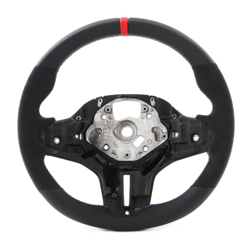 Suede Steering Wheel M-Tri Stitching Replacement for M5 F90 M8 X3M X4M X5M X6M G3X G1X G0X M Sport Comfortable Direct Grip Racing Experience Luxury (Rote Ausrichtung Mark) von Loboo Idea