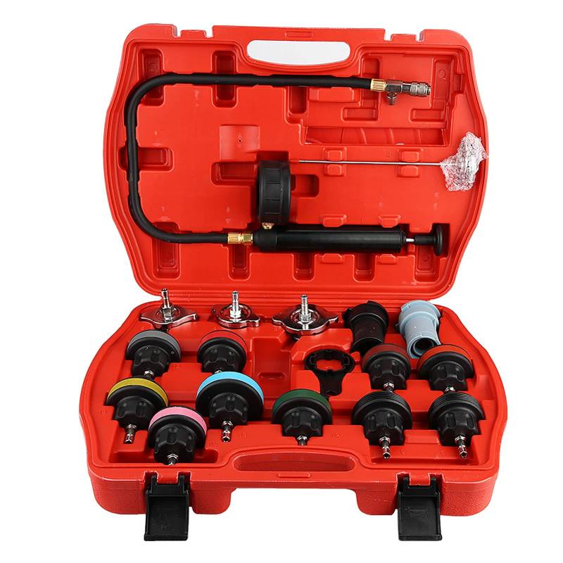 Locadence 18 Teiliges Auto Kühlsystem Detektor Werkzeugset, Universeller Wassertank Lecktester für Autos, Lkws, Wohnmobile von Locadence