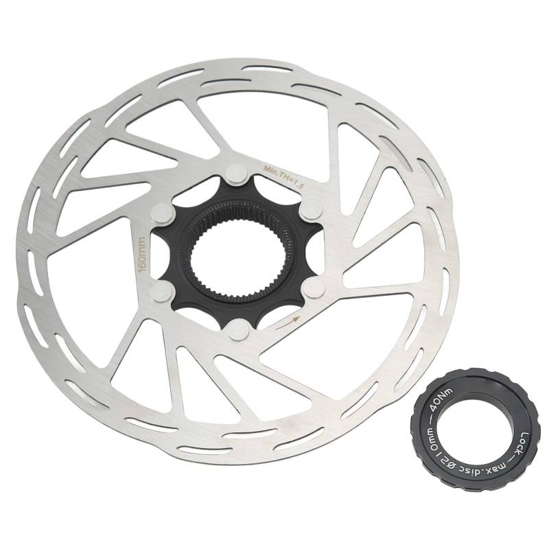 Locadenz -Scheibenbremsrotor, 160 mm Zentrales Lock Hohlscheibenbikes Scheibenbremsbremsrotor, Bergbikes -Zubehör für Straßenräder, Bergbikes von Locadence