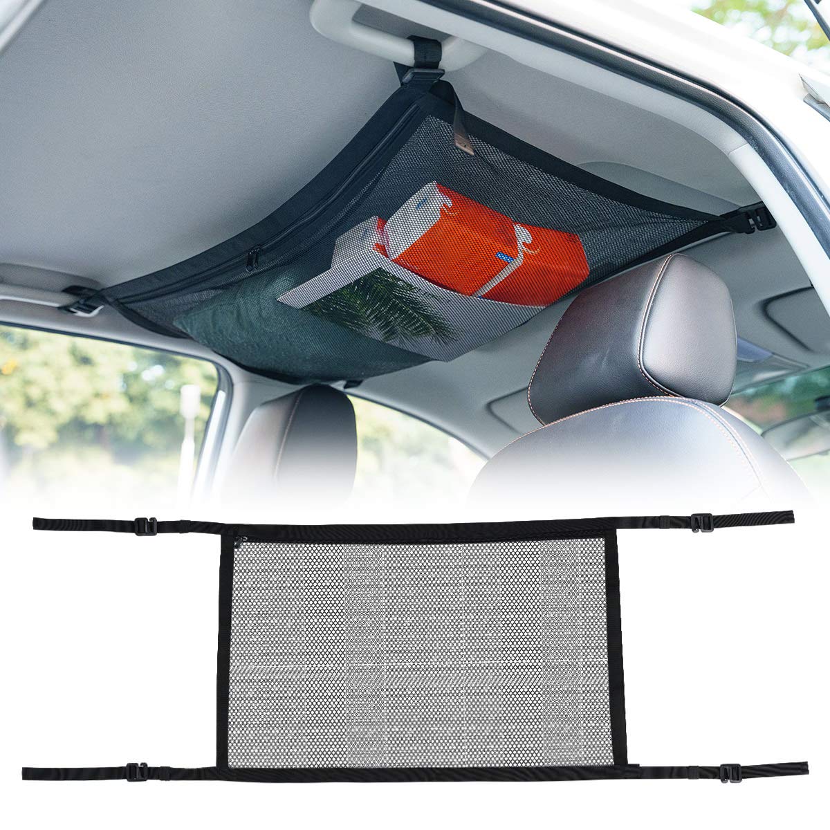 Locisne Car Ceiling Cargo Net Universal Car Trunk Innendach Aufbewahrungstarsch Organizer Mesh Net Bag mit Reißverschluss für Jeep Van SUV Locisne Car Ceiling Cargo Net Universal Car Trunk Innendach Aufbewahrungstarsch Organizer Mesh Net Bag mit Reißverschluss für Jeep Van SUV von Locisne