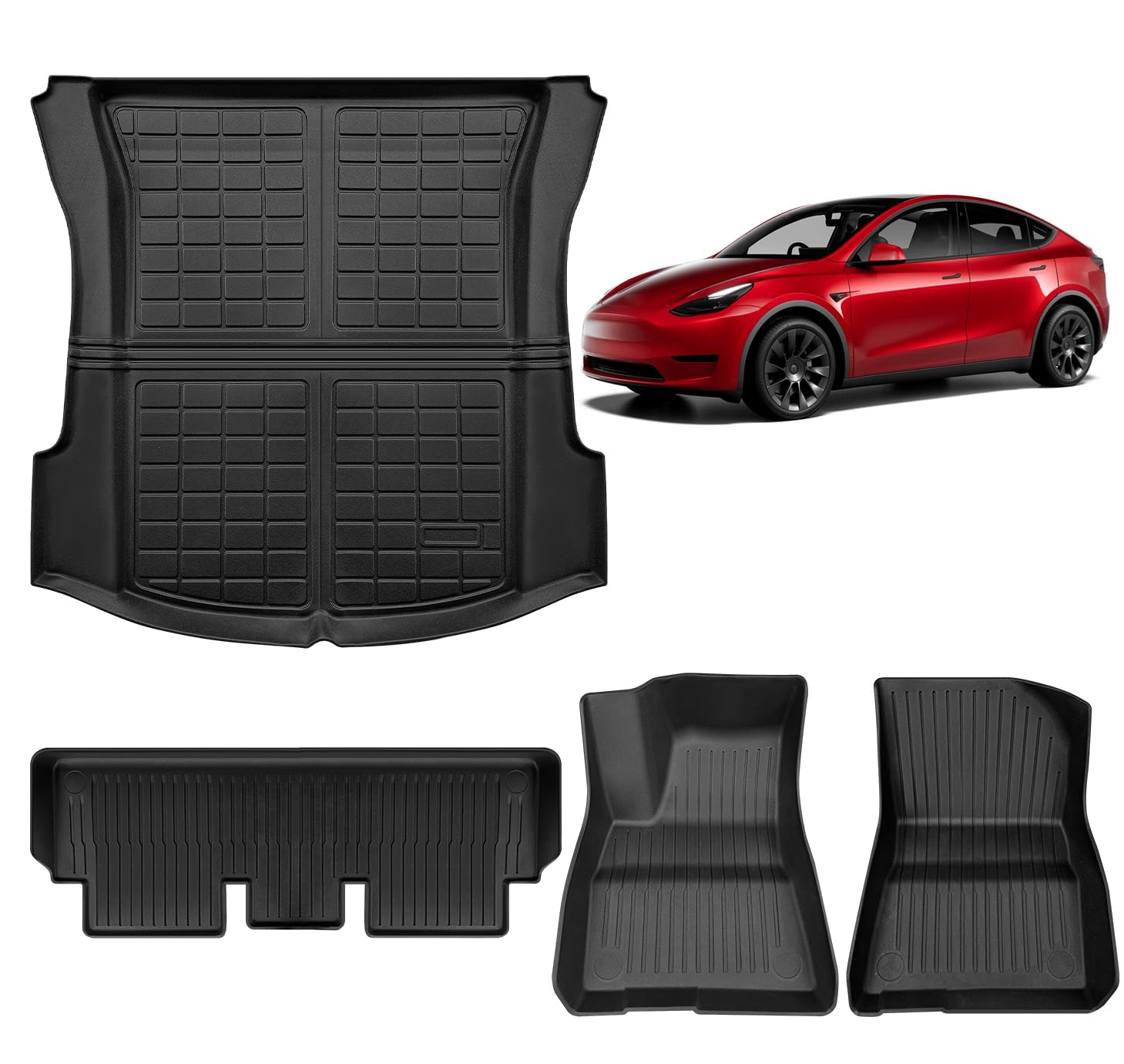 Fußmatten für Tesla Model Y 2024, 2020 2021 2022 2023, Loddery Model Y Zubehör Allwettermatten Automatten Bodenmatte für Tesla wasserdicht und rutschfest, 3D mehrschichtiger wasserdichter, Geruchsfrei von Loddery