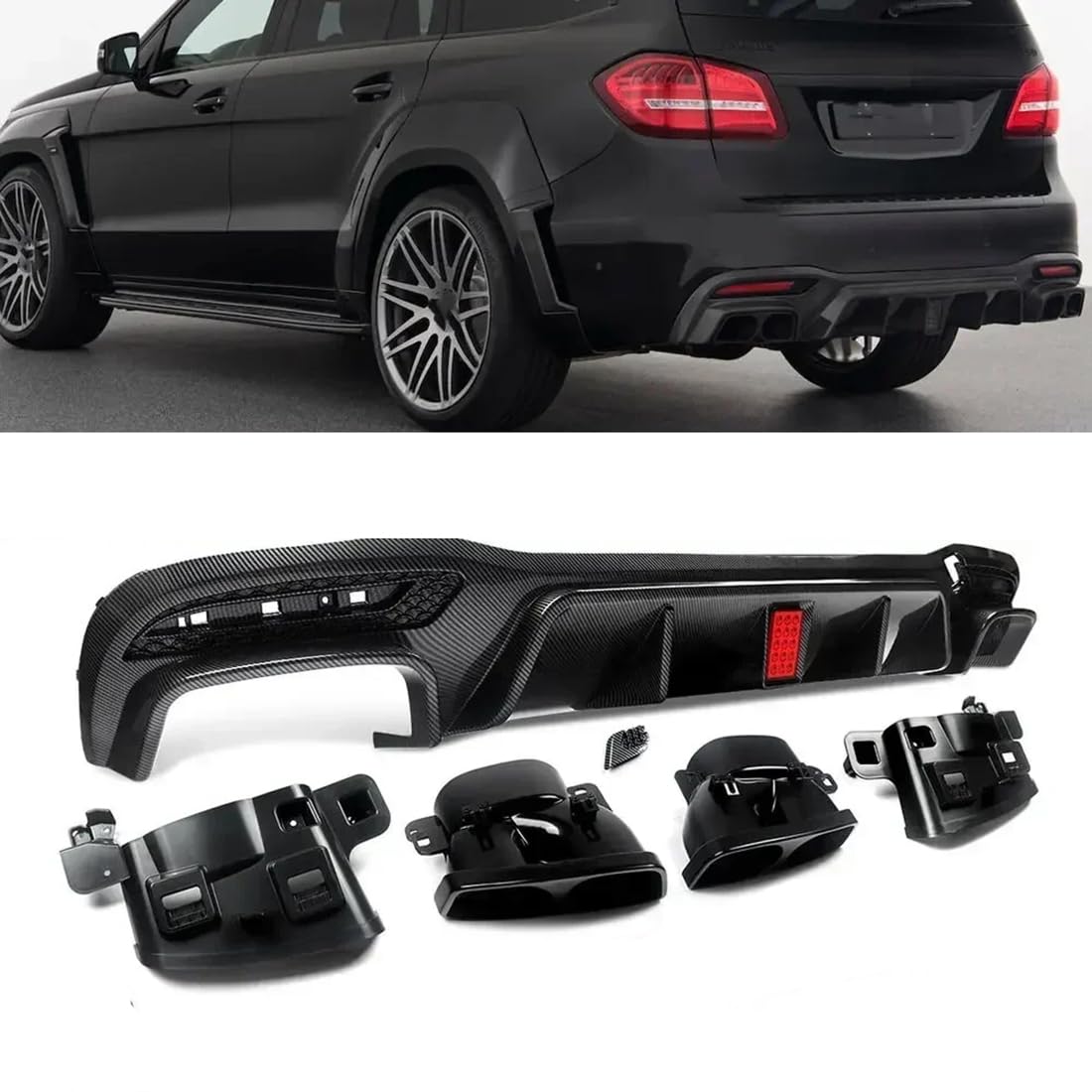 LohxA Heckstoßstangen-Diffusorlippe Für Mercedes Benz W166 GLE X166 GLS AMG 2015-2019, Bodykit-Stoßstangensplitter, Hecklippenspoiler,Carbon Look LohxA Heckstoßstangen-Diffusorlippe Für Mercedes Benz W166 GLE X166 GLS AMG 2015-2019, Bodykit-Stoßstangensplitter, Hecklippenspoiler,Carbon Look von LohxA