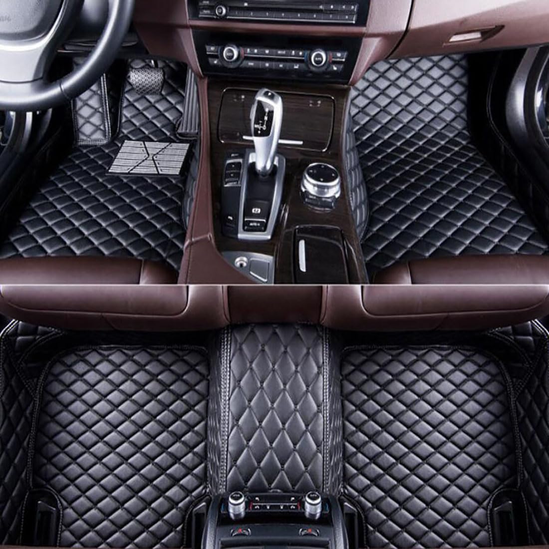 Maßgeschneiderte rutschfeste Auto-Fußmatten für Hyundai i20 BC3 2021-2023 5seat, Auto-Fußpolster für Linksfahrer, 3 Stück/Set/Vorder- und Hinterreihe, PU-Leder,All-Black von LohxA