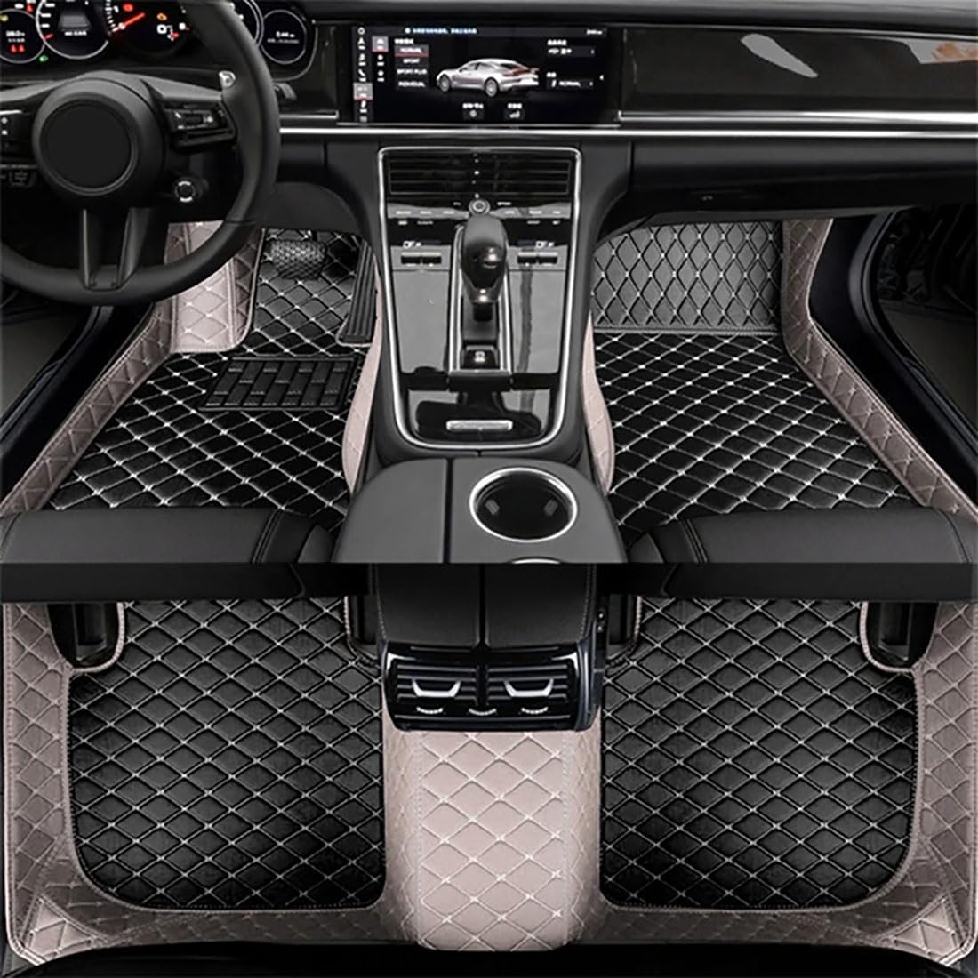 Maßgeschneiderte rutschfeste Auto-Fußmatten für VW Golf 8 2021-2023, Auto-Fußpolster für Linksfahrer, 3 Stück/Set/Vorder- und Hinterreihe, PU-Leder,Gray Black Maßgeschneiderte rutschfeste Auto-Fußmatten für VW Golf 8 2021-2023, Auto-Fußpolster für Linksfahrer, 3 Stück/Set/Vorder- und Hinterreihe, PU-Leder,Gray Black von LohxA