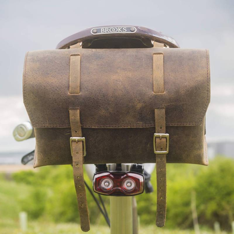 London Craftwork Bike XL Tasche Naturleder Sattel Lenker Rahmentasche Vintage Braun XL-RAW von London Craftwork