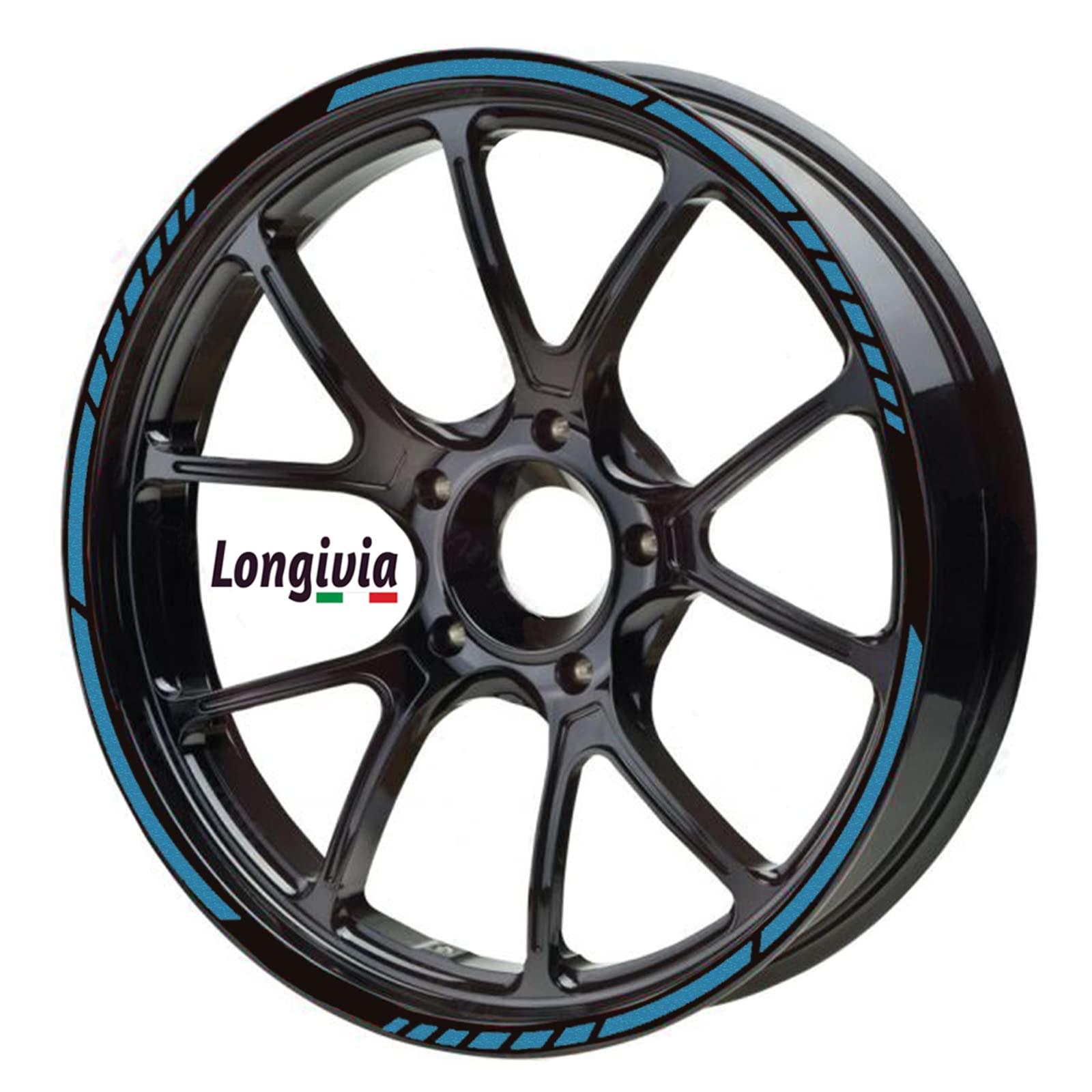 Longivia Felgenaufkleber Motorrad Fahrrad Auto Blau Motorradaufkleber Komplettset für 2 Räder für 17 Zoll und 16" 18" 19" Felgen Felgenrandaufkleber Felgenband… (Blau) von Longivia