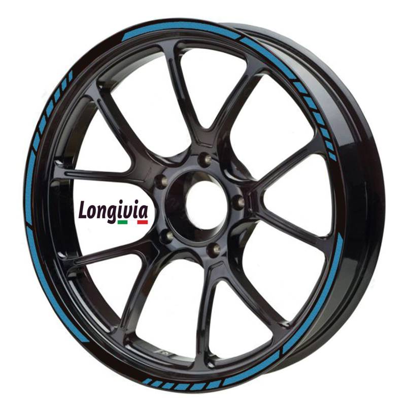 Longivia Felgenaufkleber Motorrad Fahrrad Auto Blau Motorradaufkleber Komplettset für 2 Räder für 17 Zoll und 16" 18" 19" Felgen Felgenrandaufkleber Felgenband… (Blau) von Longivia