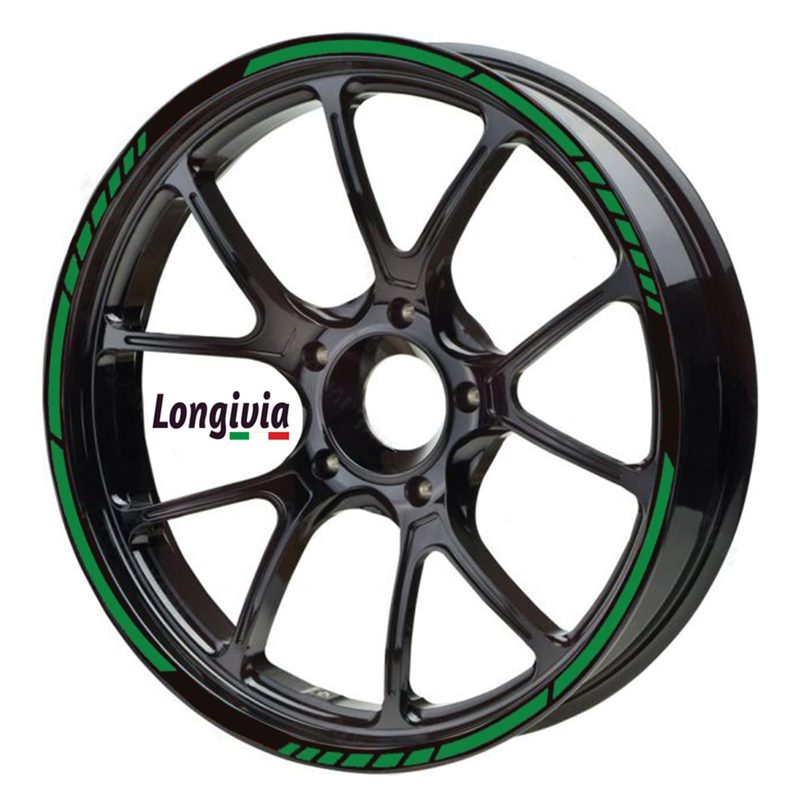 Felgenaufkleber Motorrad Fahrrad Auto Grün Motorradaufkleber Komplettset für 2 Räder für 17 Zoll und 16" 18" 19" Felgen Felgenrandaufkleber Felgenband… (Grün) von Longivia