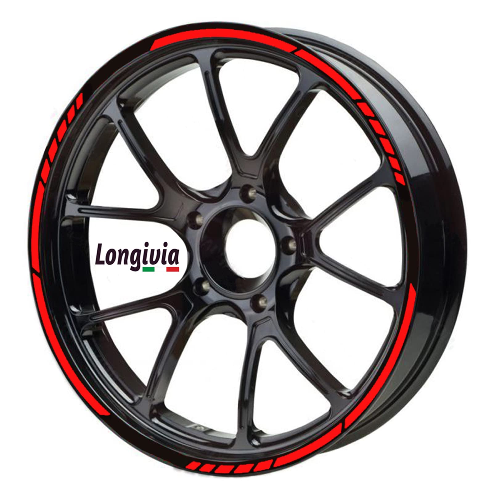 Longivia Felgenaufkleber Motorrad Fahrrad Auto Rot Motorradaufkleber Komplettset für 2 Räder für 17 Zoll und 16" 18" 19" Felgen Felgenrandaufkleber Felgenband… (Rot) von Longivia