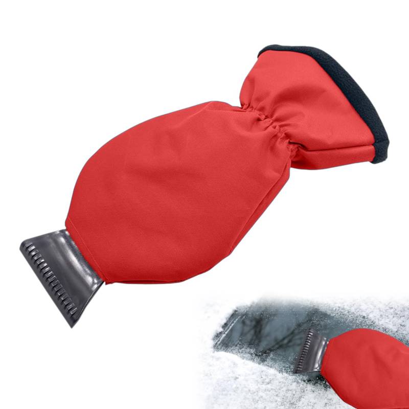 Lonimia Eiskratzer mit Handschuh, Eiskratzer Auto mit Handschuh stabil gefüttert wasserdicht, Schneekratzer Auto Handschuh (Rot) von Lonimia