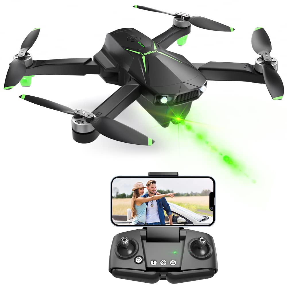 Loolinn | Drohne GPS - Unter 250 Gramm, 50 Minuten Flugzeit, Zwei Akkus, 4K Fotos, 2K Videos, GPS Intelligente Rückflug-und Folgefunktion - Drohne mit Kamera 4K für Einsteiger (Hat C0 Kennzeichnung) von Loolinn
