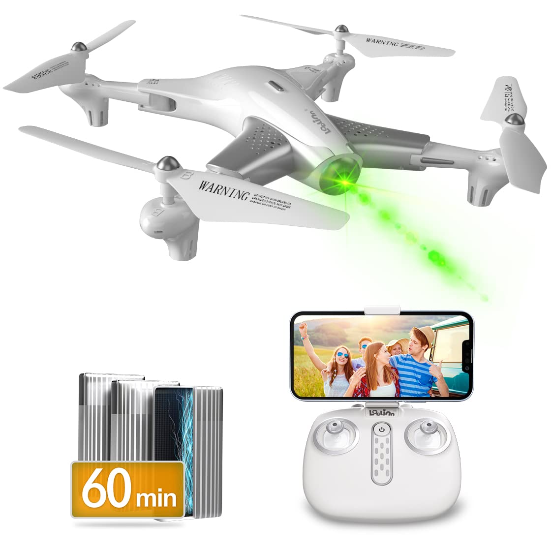 Loolinn | Drohne mit Optischer Flusspositionierungstechnologie - 60 Minuten lange Flugzeit/Sehr stabiler Flug - Quadrocopter Drohnen mit Kamera HD für Kinder als Geschenk von Loolinn