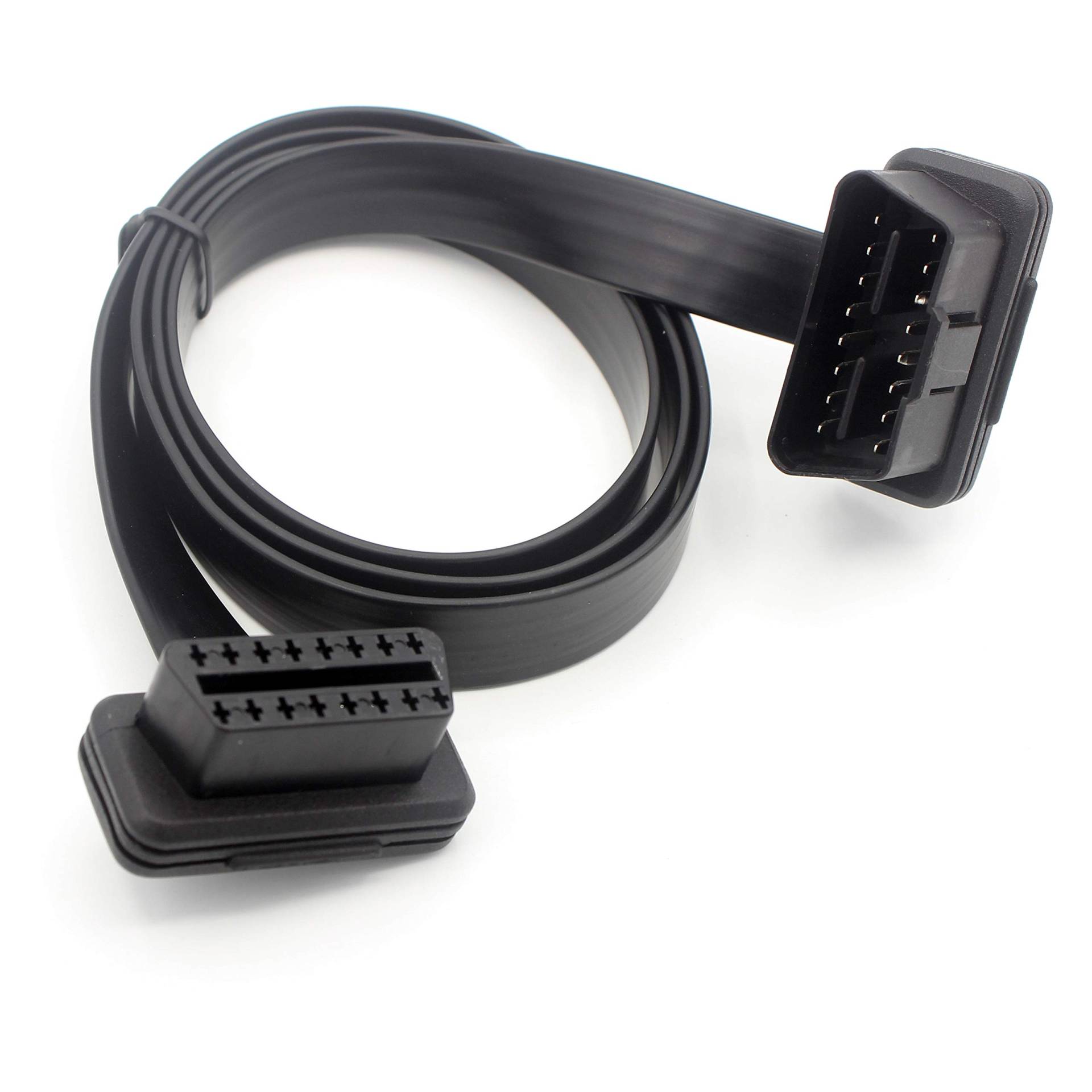 LoongGate Ultra Low Profile Langes OBD-II OBD2 Verlängerungskabel 1 Meter (3.2ft) - Flach Nudel Kabel Voll 16 Pin Pass-Through für Bluetooth WiFi USB ECU Leser OBDII Code Scanner von LoongGate