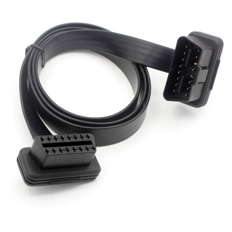 LoongGate Ultra Low Profile Langes OBD-II OBD2 Verlängerungskabel 1 Meter (3.2ft) - Flach Nudel Kabel Voll 16 Pin Pass-Through für Bluetooth WiFi USB ECU Leser OBDII Code Scanner von LoongGate