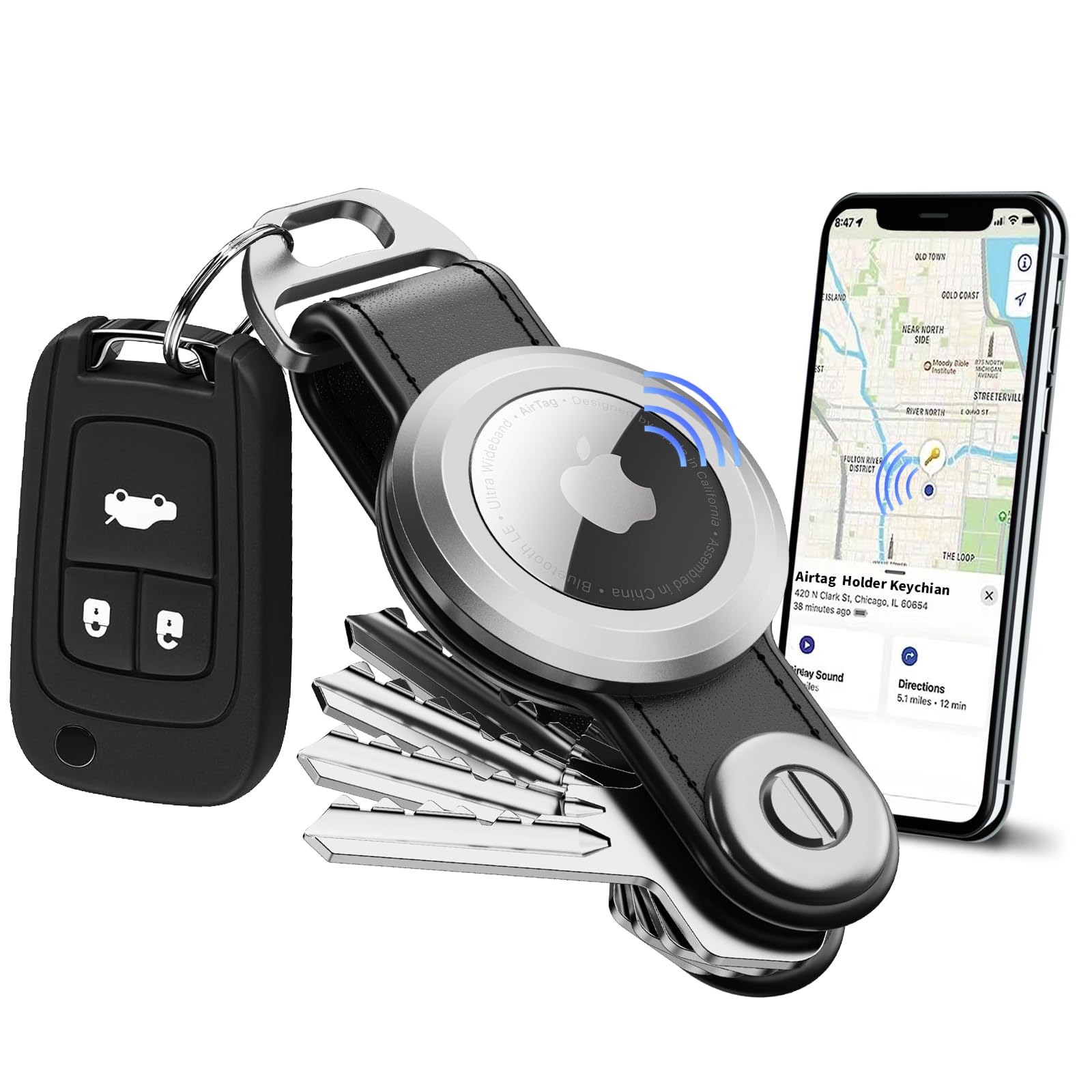 Loovike.com Kompakter Schlüsselhalter für Airtag – Airtag-Schlüsselanhänger-Halter, Airtag-Organizer, Airtag-Halter, Schlüsselanhänger, Leder, Schlüssel-Organizer mit Airtag zur Befestigung des Loovike.com Kompakter Schlüsselhalter für Airtag – Airtag-Schlüsselanhänger-Halter, Airtag-Organizer, Airtag-Halter, Schlüsselanhänger, Leder, Schlüssel-Organizer mit Airtag zur Befestigung des von Loovike.com