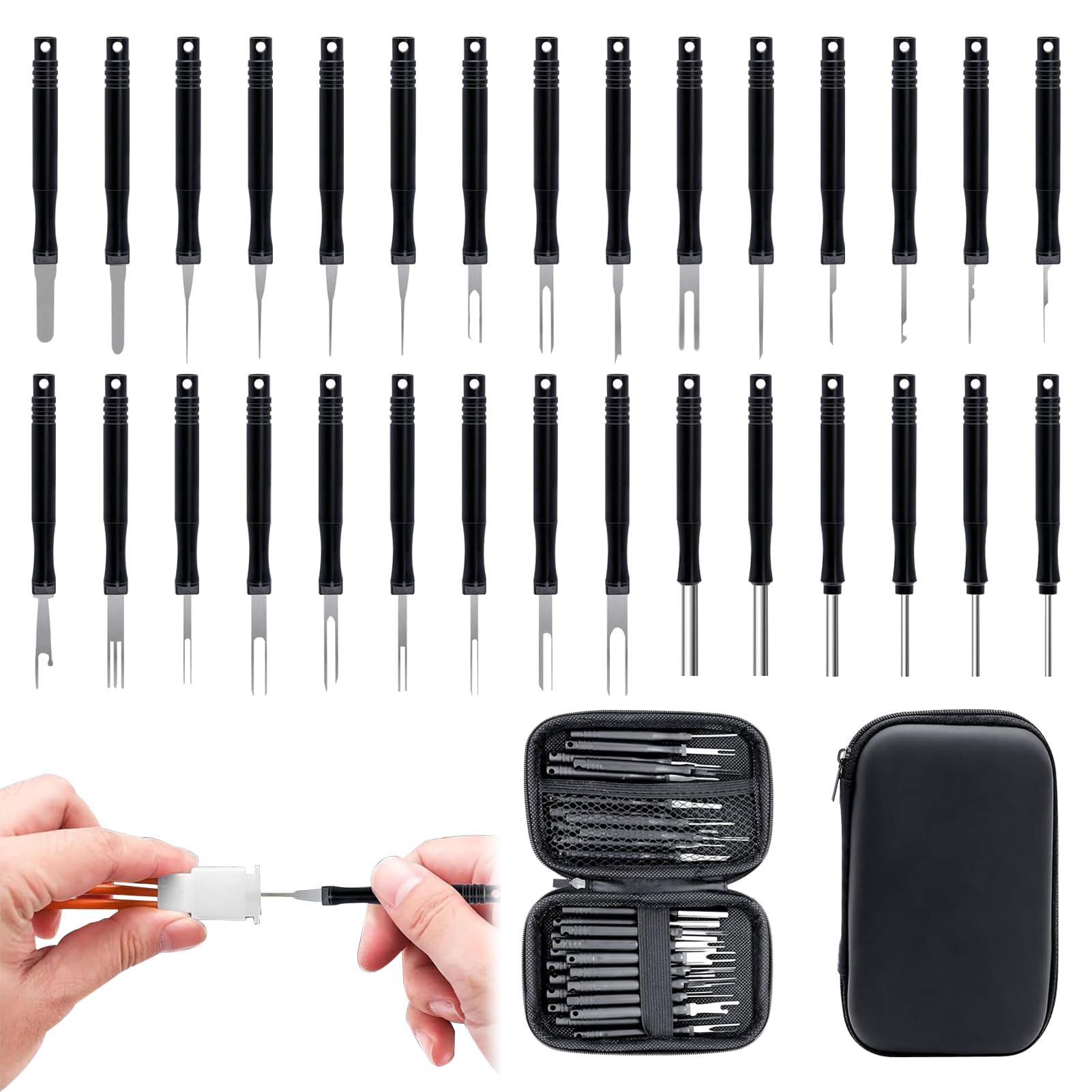 Loovisse Auspinnwerkzeug KFZ Set,30 Stück Terminal Entfernung Auspinwerkzeug,Terminal Removal Tool Kit,Entriegelungswerkzeug,Werkzeug Pin Auszieher Reparatur für Meisten Steckverbinder terminals Loovisse Auspinnwerkzeug KFZ Set,30 Stück Terminal Entfernung Auspinwerkzeug,Terminal Removal Tool Kit,Entriegelungswerkzeug,Werkzeug Pin Auszieher Reparatur für Meisten Steckverbinder terminals von Loovisse