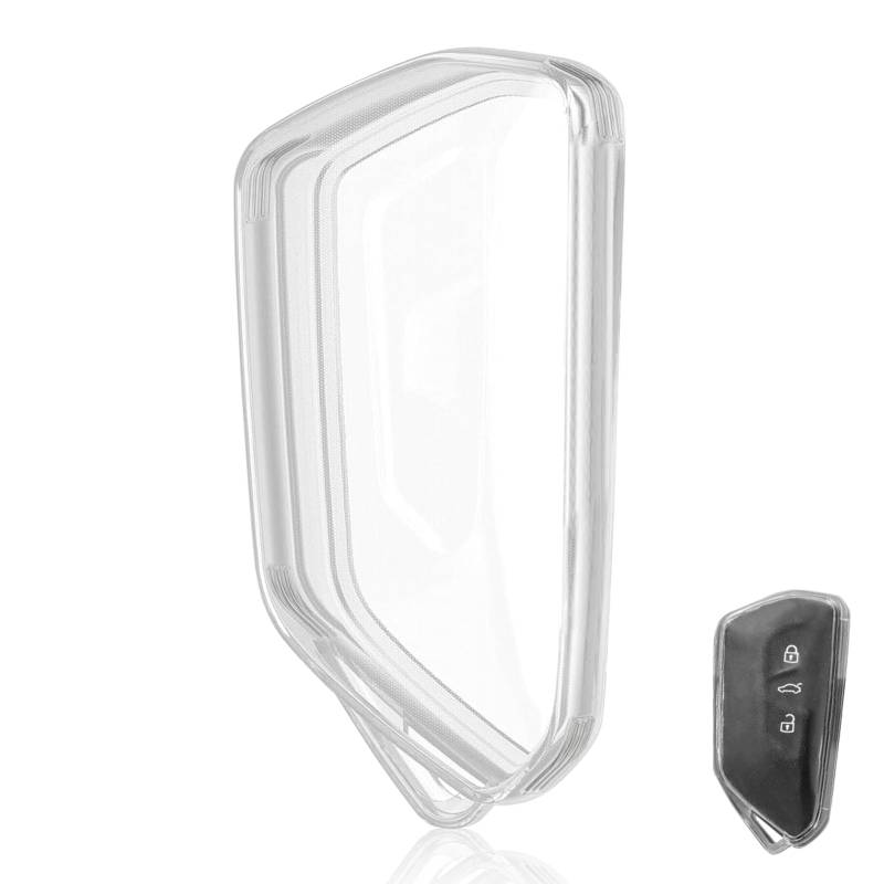 Loovisse Schlüsselhülle für VW,Autoschlüssel Hülle kompatibel mit VW Golf 8 3-Tasten,Schlüssel Cover,Car Key Cover,TPU Schlüsselcover für Volkswagen ID.3, ID.4, Seat Leon, Skoda(Transparent) von Loovisse