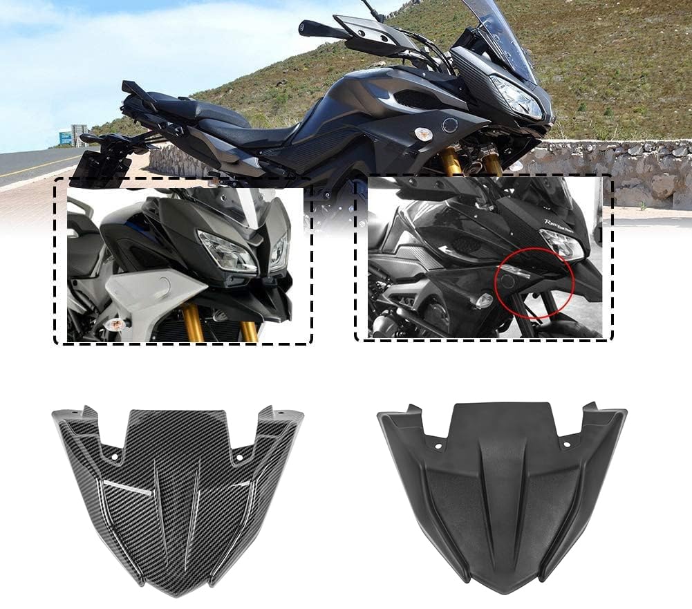 LoraBaber Für Yamaha MT09 Tracer Vorderrad Kotflügel Schnabel Nase Kegel Verlängerungsabdeckung Verlängerungshaube 2018-2021 MT 09 Tracer 900 Tracer 900 GT FJ 09 Zubehör 2019 2020(Kohlefaser-Look) von LoraBaber