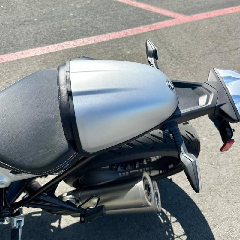 LoraBaber Motorradheck Sitzbezüge Ordentlich Hinten Sitz Buckel Kofferraum Lagerung Hinten Soziussitz Motorhaube Abdeckung Verkleidung Kompatibel mit B.M.W R NINE T RNINET R 9 T R9T 2014-2023 (Silber) von Lorababer