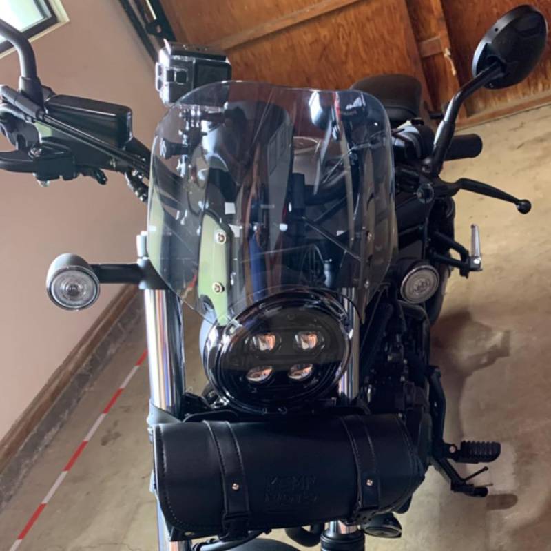 Motorrad Windschild Windabweiser Mit Halterung Kompatibel mit Rebel CMX 500 CMX500 2018 2019 2020 2021 2022 2023 2024, Windschutzscheibe Windschutz Wind Luftabweiser, Geräuchert von Lorababer