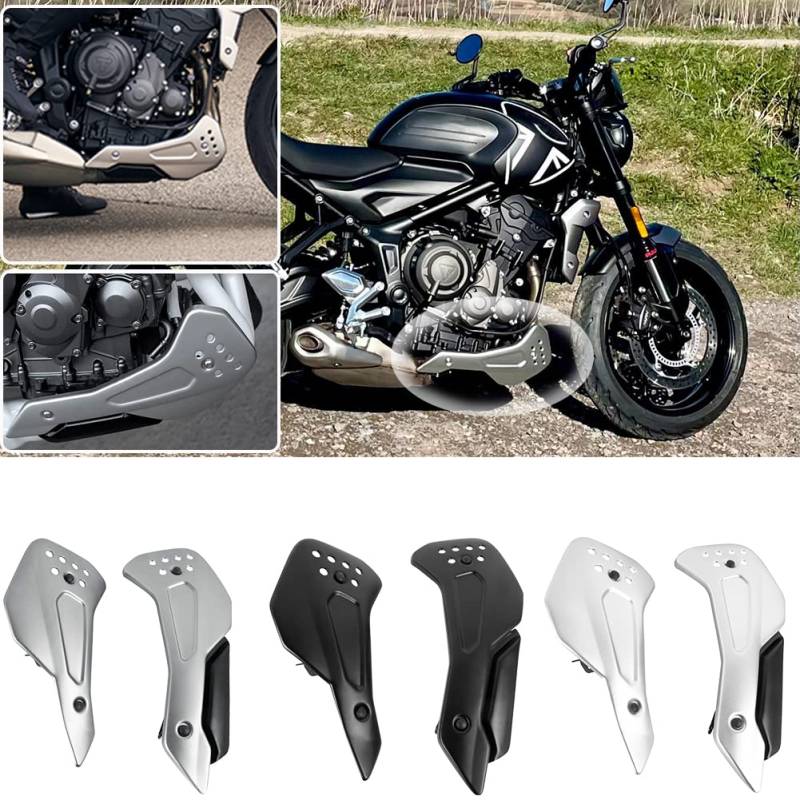 Lorababer Motorrad Aluminium Bellypan Untere Motorspoilerverkleidung Verkleidungsschutz Kompatibel mit T-riumph Trident 660 2021 2022 2023 Belly Pan Chassis Shroud Body Frame Kit (Schwarz) von Lorababer