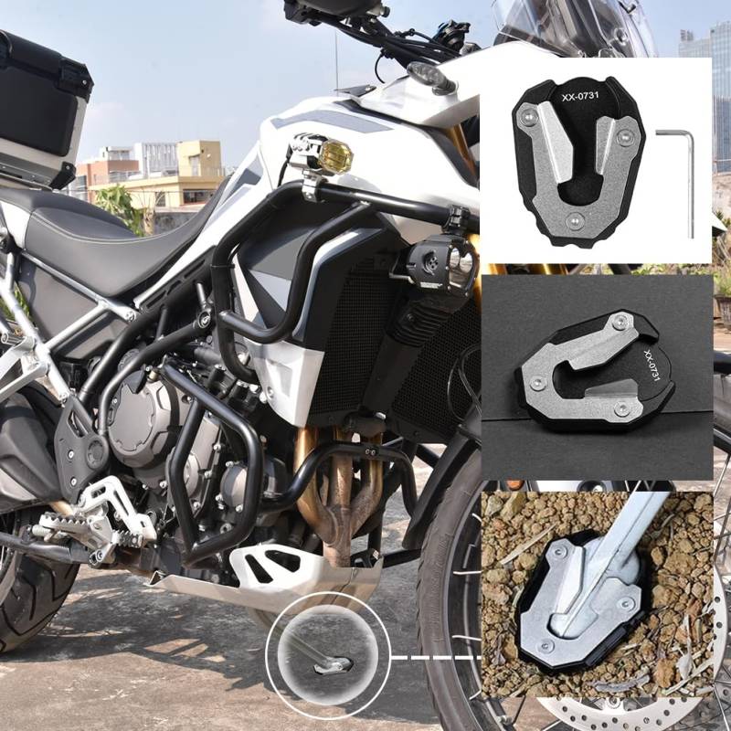 Motorrad Kickstand Pad Extender Plate Aluminium Fuß Seitenständer Vergrößerer Extension Pad Stützplatte Kompatibel mit Tiger 900 Rally Pro 2021 2022 2023 von Lorababer