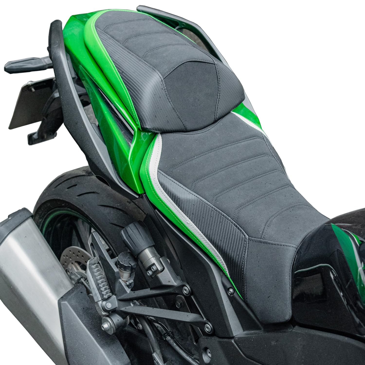 Lorababer Motorrad-Leder-Sitzkissen für Vordersitz, Fahrersitz, Beifahrersitzkissen, passend für Ninja 1000SX 1000 SX 2022 2023, Druckentlastung, weicher Sozius, Schwarz und Grün Lorababer Motorrad-Leder-Sitzkissen für Vordersitz, Fahrersitz, Beifahrersitzkissen, passend für Ninja 1000SX 1000 SX 2022 2023, Druckentlastung, weicher Sozius, Schwarz und Grün von Lorababer