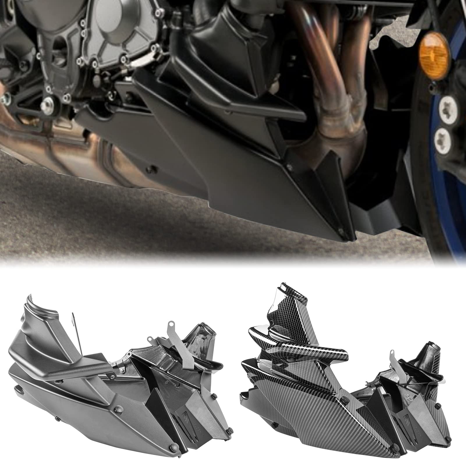 Motorrad Motorschutz-Bauchwanne Spoiler Untere Verkleidung passend für Y-amaha MT09 MT 09 MT-09 SP Tracer 9 / GT 2021-2024 Karosserierahmen Verkleidungssatz Verkleidungsschutz (Kohlefaser-Optik) von Lorababer