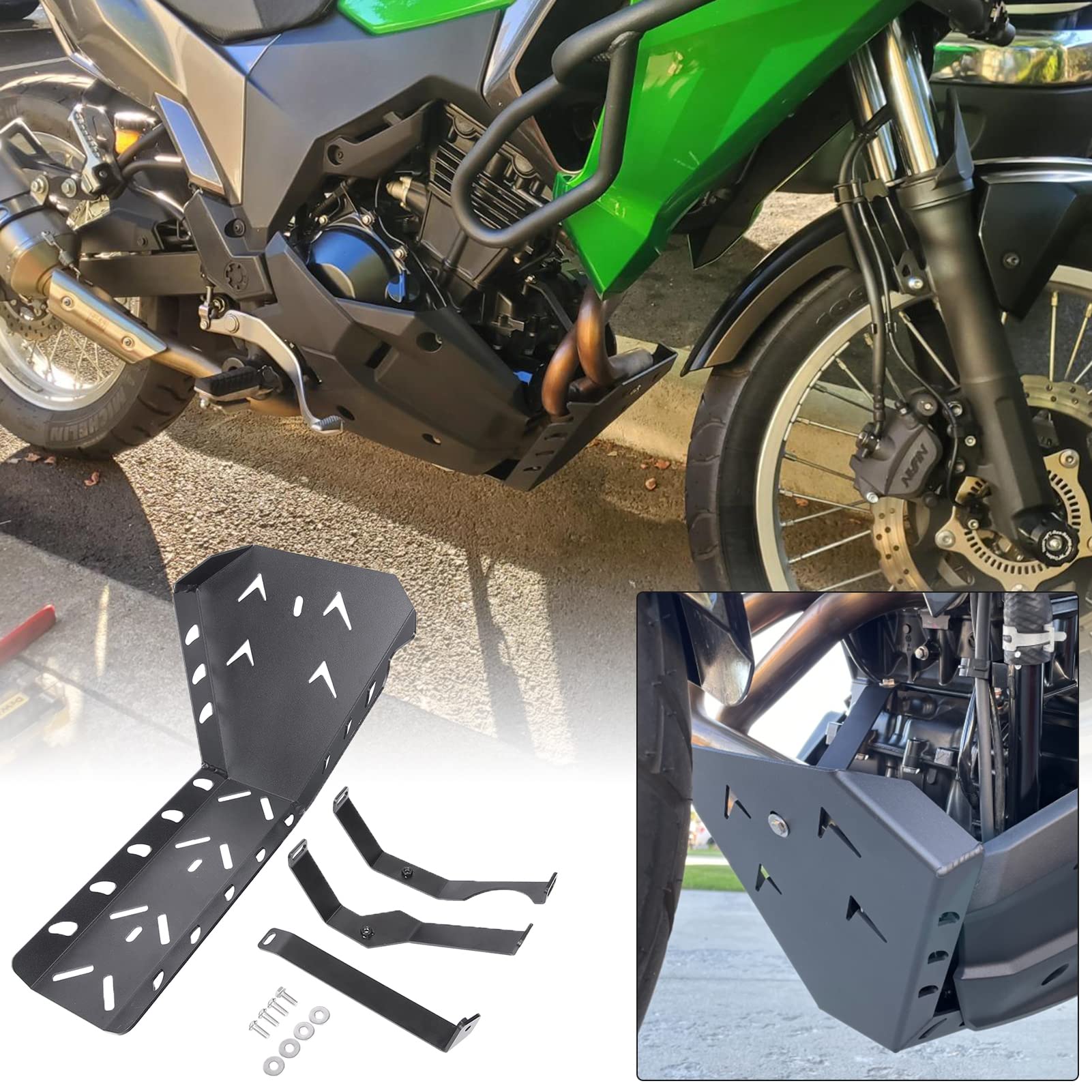 Lorababer Motorrad Motorschutzfolie Bash Skid Plate Kompatibel mit K-awasaki Versys-X 300 Versys X 300 KLE300 KLE 300 KLE-300 2017 2018 2019 2020 2021 2022 2023 17-23 Schwarz von Lorababer