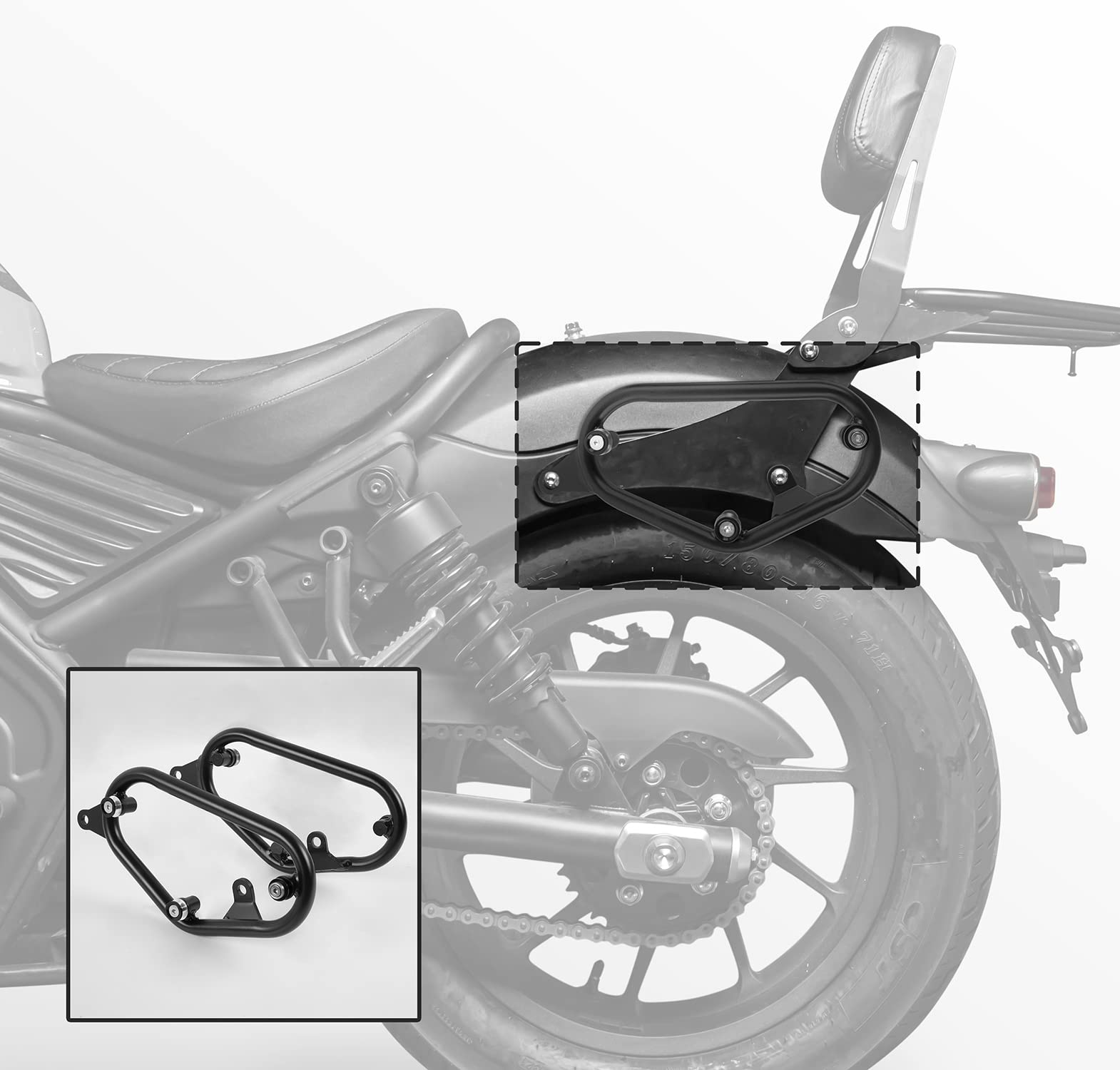 Lorababer Motorrad-Satteltaschen-Seitenhalterung, kompatibel mit H-onda Rebel CMX500 CMX300 CM500 CM300 CMX 500 300 cm 500 300 2017-2022 Rahmenhalter für Tourentaschen von Lorababer