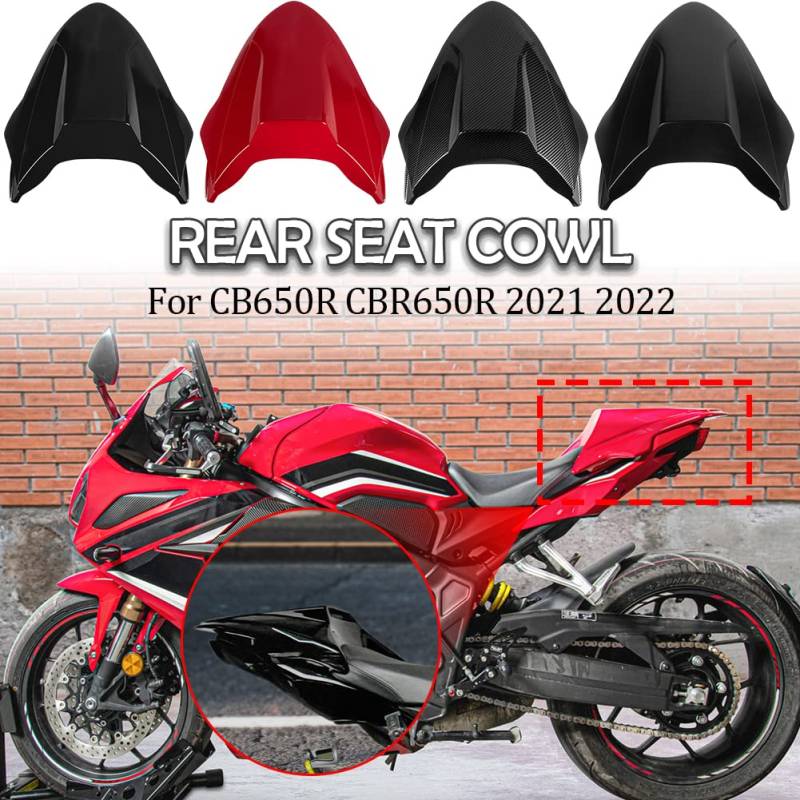 Lorababer Motorrad-Soziussitz-Heckabdeckung, Heckverkleidung, kompatibel mit H-onda CB650R CBR650R CB 650R CBR 650R CB-650-R CBR-650-R 2021 2022 2023 Sitzbezüge (Matt-schwarz) von Lorababer